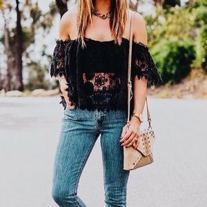 Tularosa • Black Crochet Off the Shoulder Top Boho